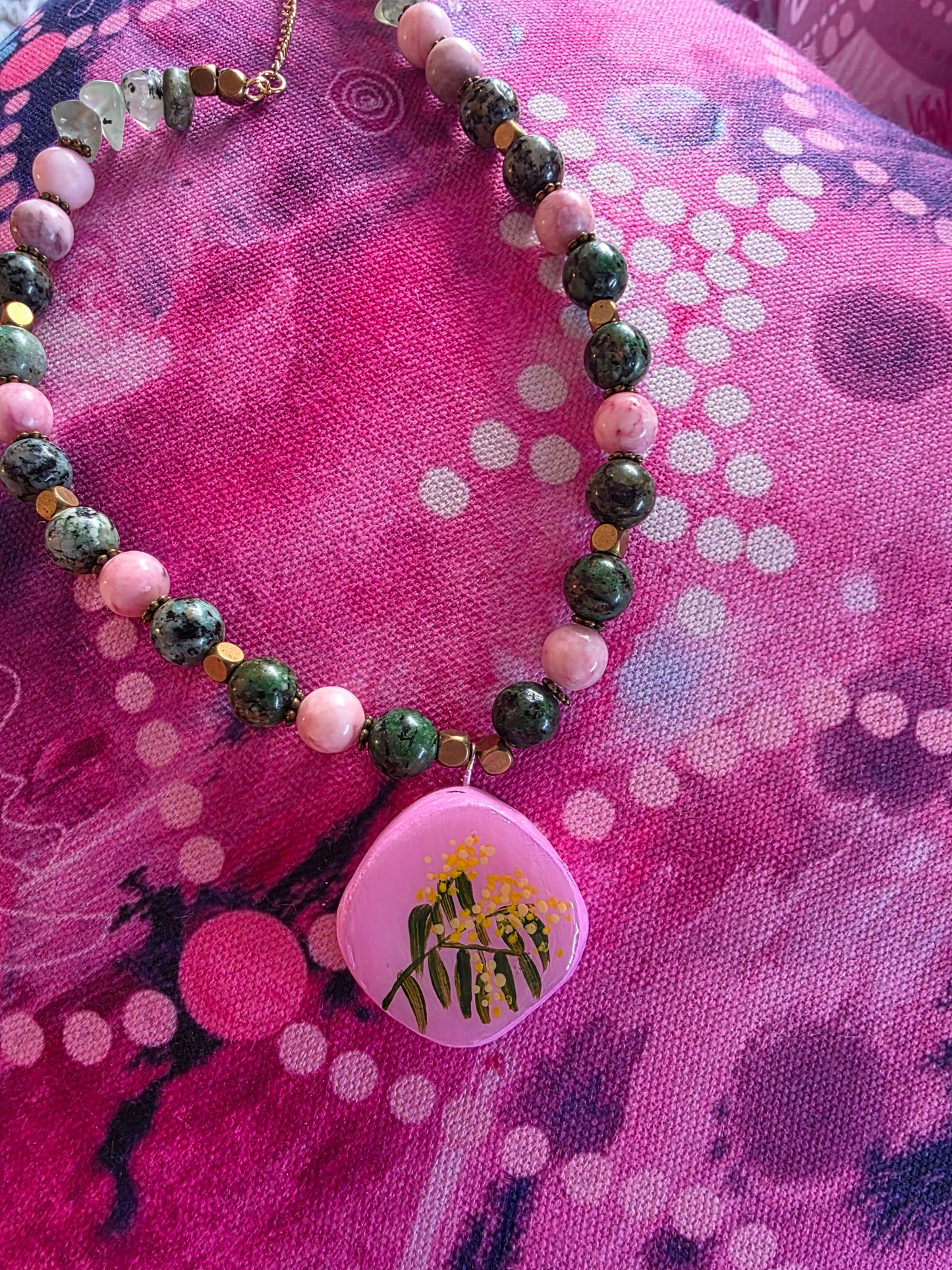 Wattle flower necklace