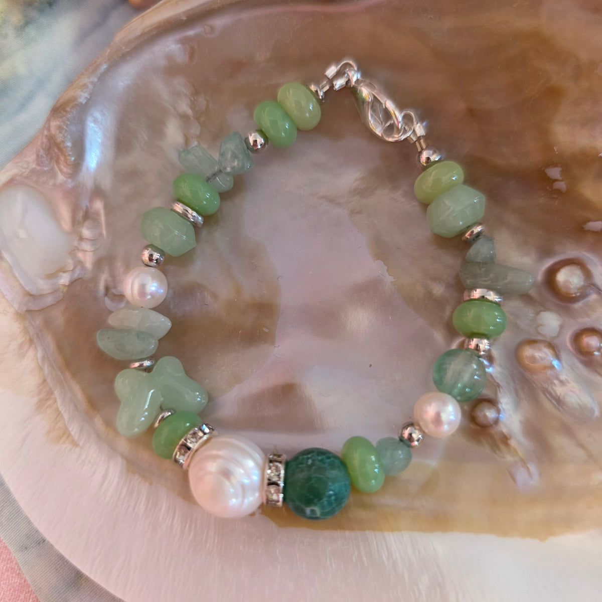 Ocean pearl and gemstone bracelet