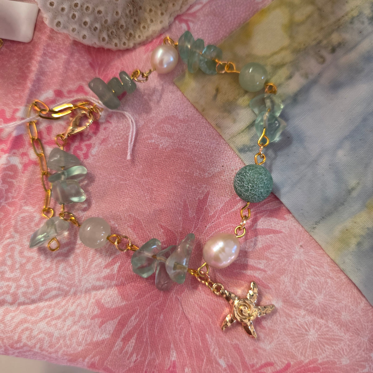 Ocean pearl and gemstone bracelet