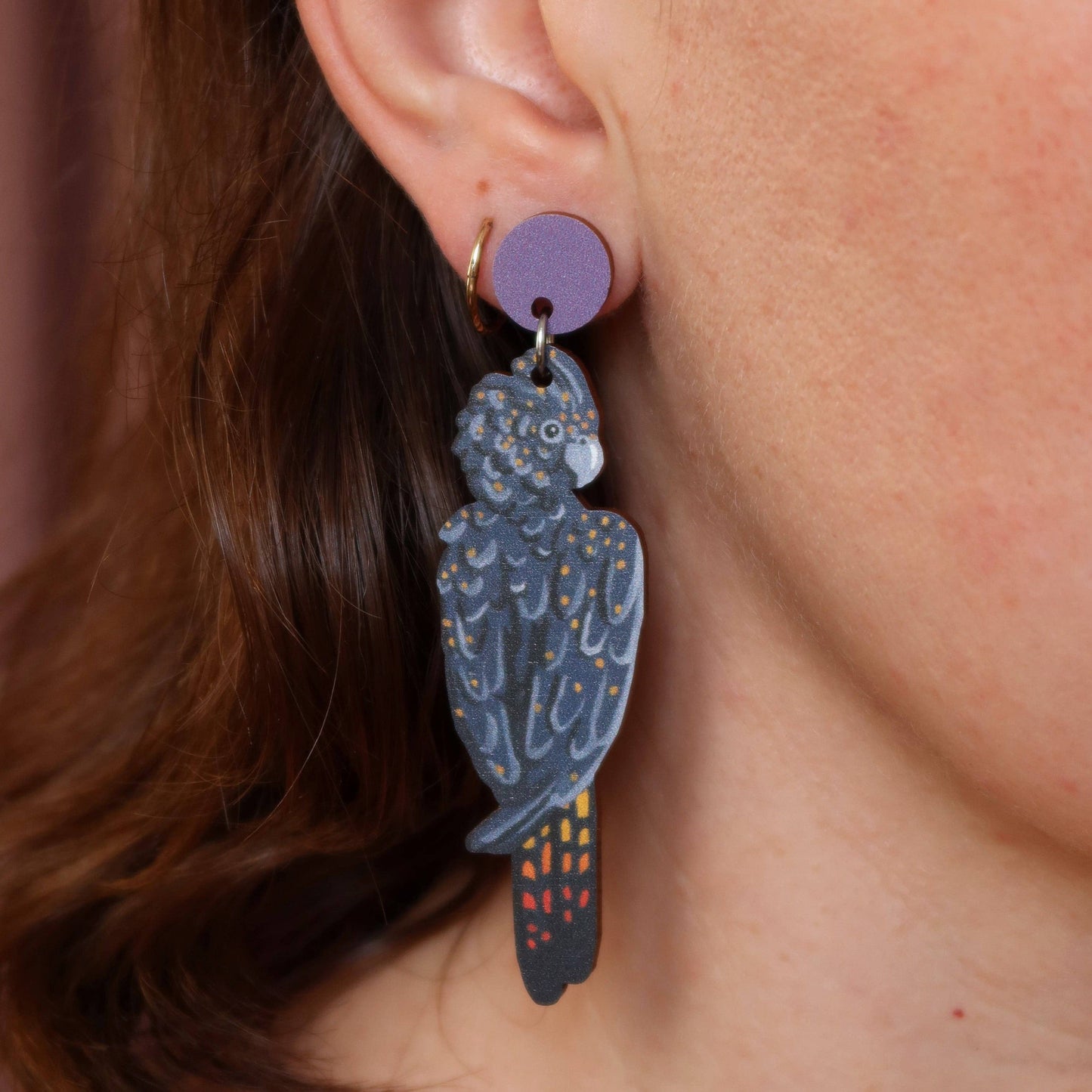Earrings - Black Cockatoo Australian Bird