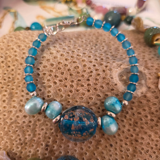 Ocean pearl and gemstone bracelet