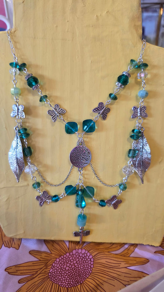 Nature Gemstone & Charm Necklace