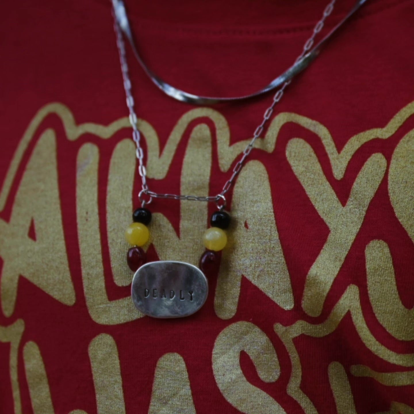 Deadly Hand stamped silver necklace