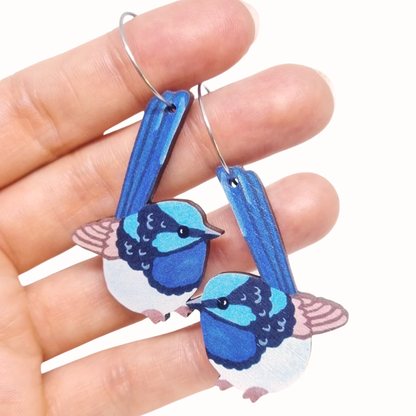 Earrings - Blue Wren Australian Bird