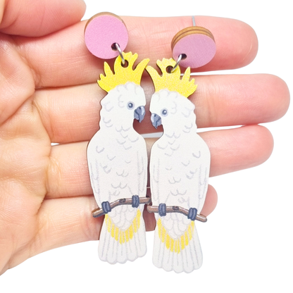 Earrings - White Cockatoo Australian Bird