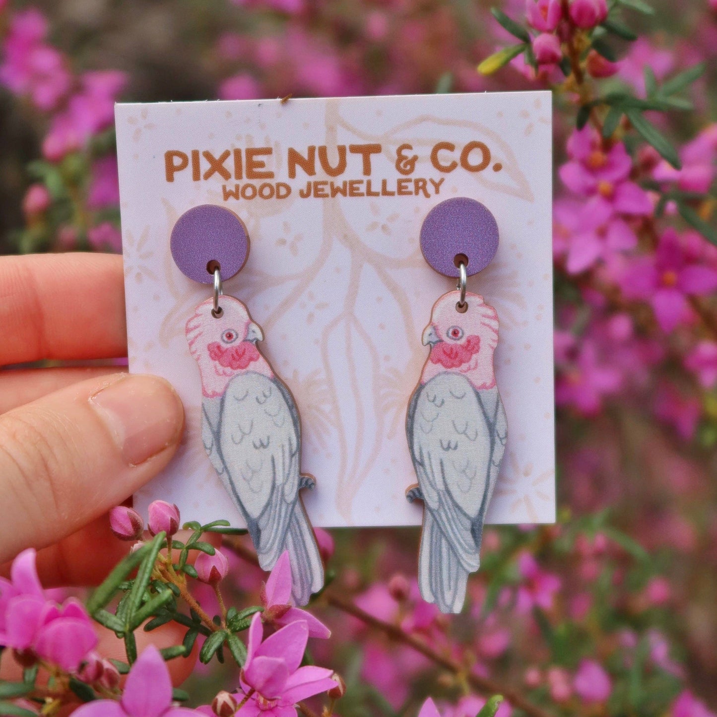 Earrings - Galah Australian Bird