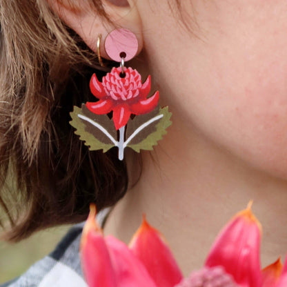 Earrings - Waratah Australian Wildflower