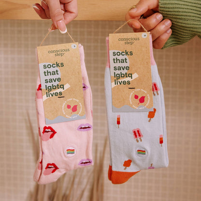 Socks that Save LGBTQ Lives (Pink Lips): Small