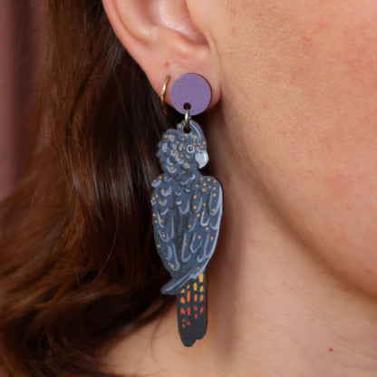 Earrings - Black Cockatoo Australian Bird