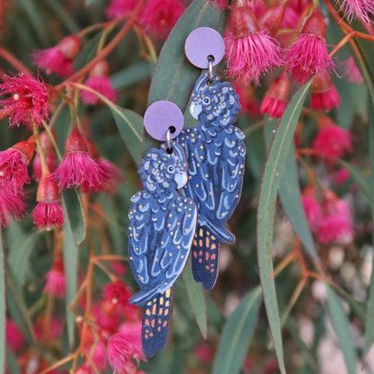 Earrings - Black Cockatoo Australian Bird