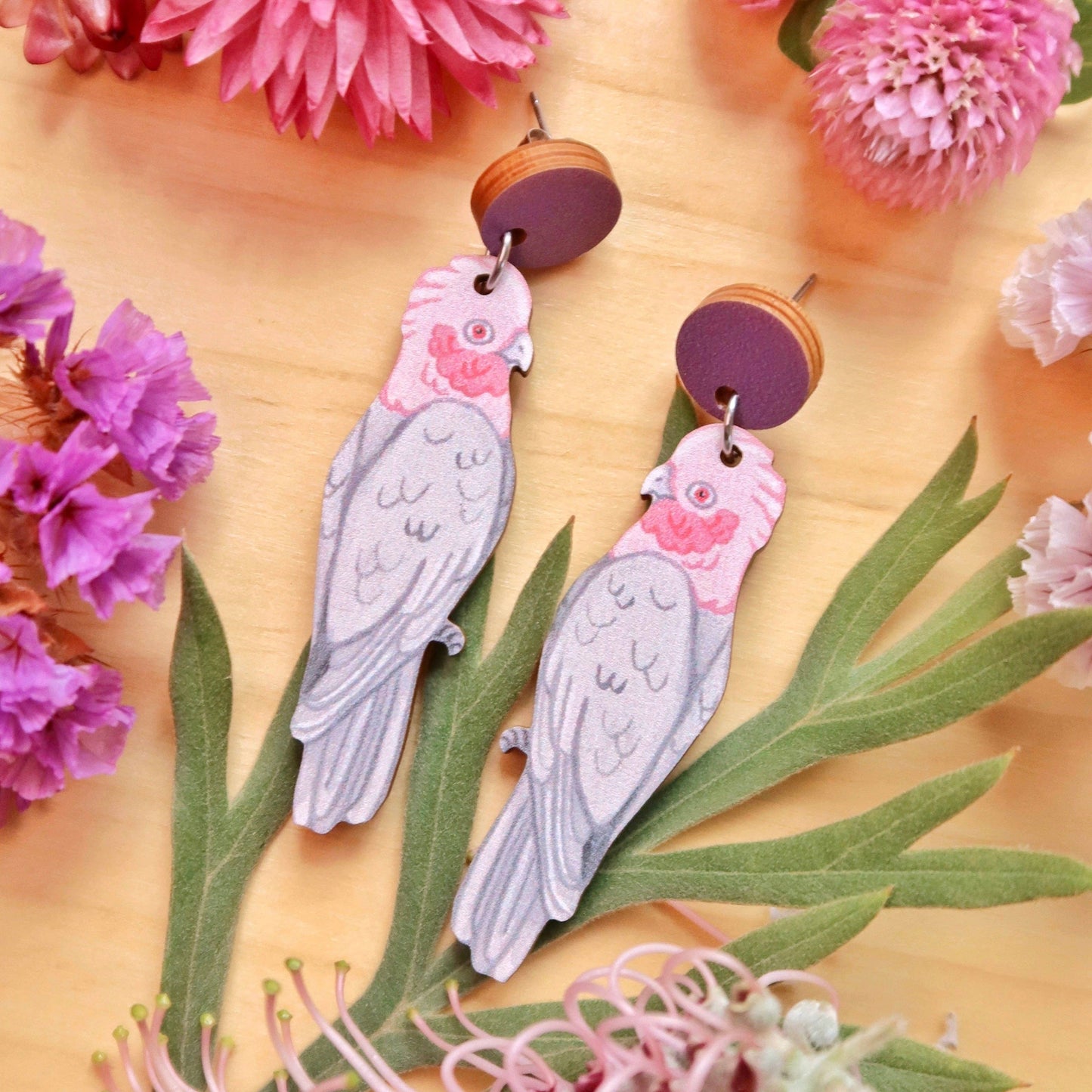 Earrings - Galah Australian Bird