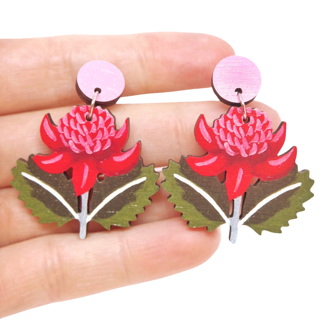 Earrings - Waratah Australian Wildflower