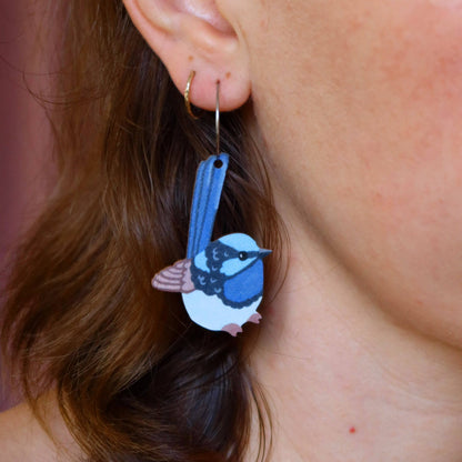 Earrings - Blue Wren Australian Bird