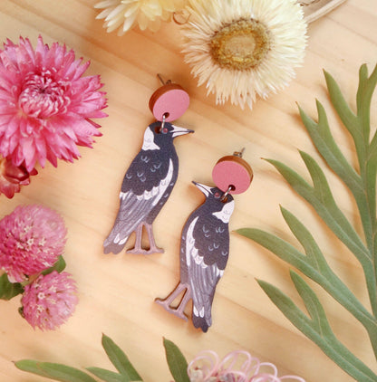 Earrings - Magpie Australian Bird