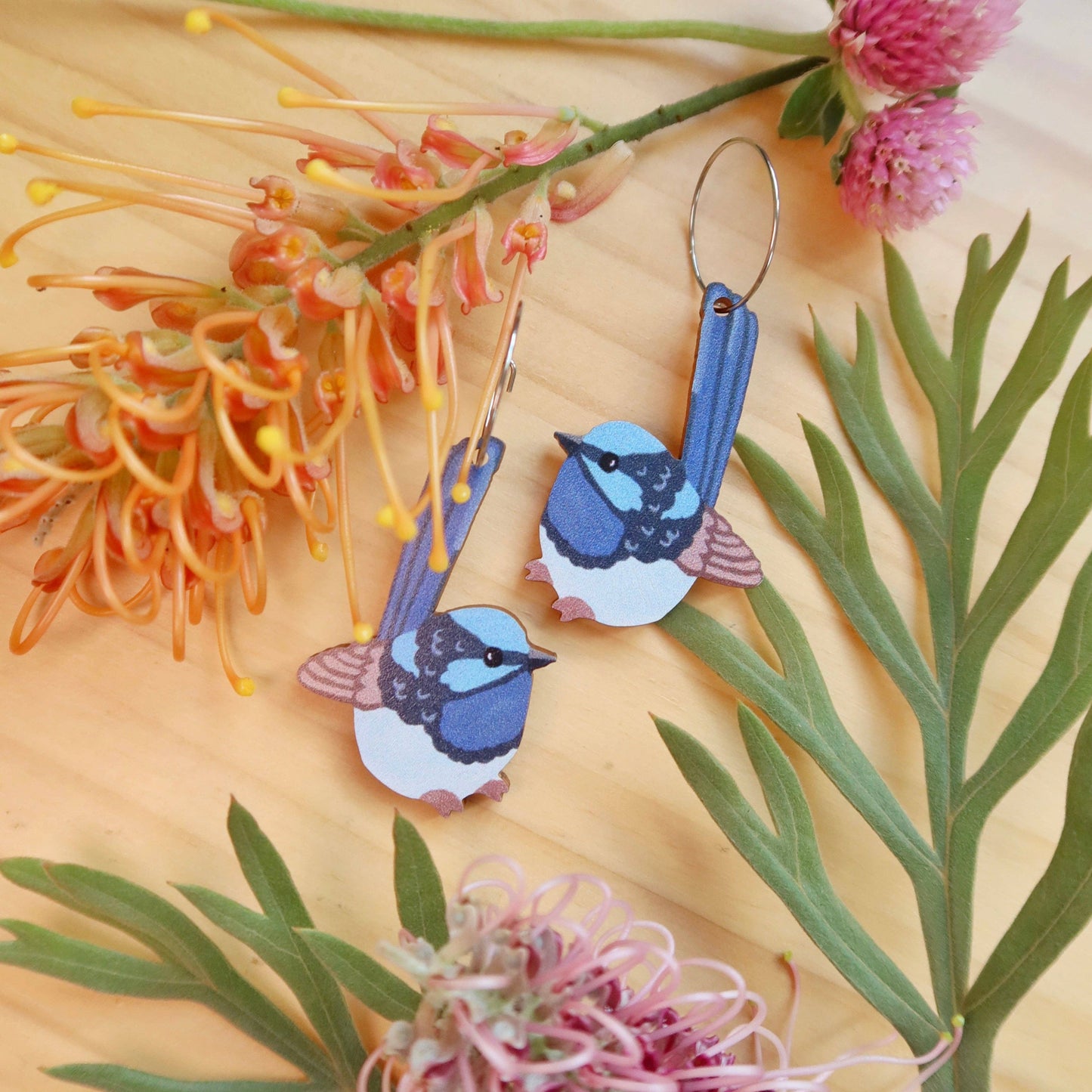 Earrings - Blue Wren Australian Bird