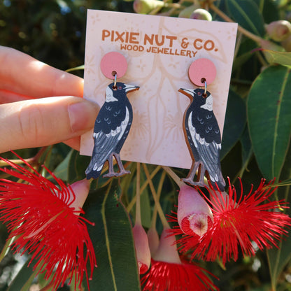 Earrings - Magpie Australian Bird