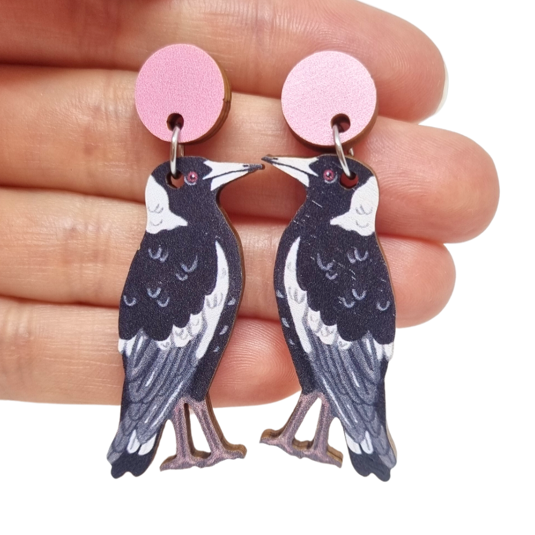 Earrings - Magpie Australian Bird