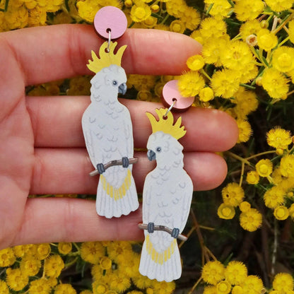 Earrings - White Cockatoo Australian Bird